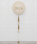 New Year's Eve Cashmere and Gold Jumbo Balloon with Tassels, Inflated with helium
