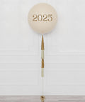 New Year's Eve Cashmere and Gold Jumbo Balloon with Tassels, Inflated with helium