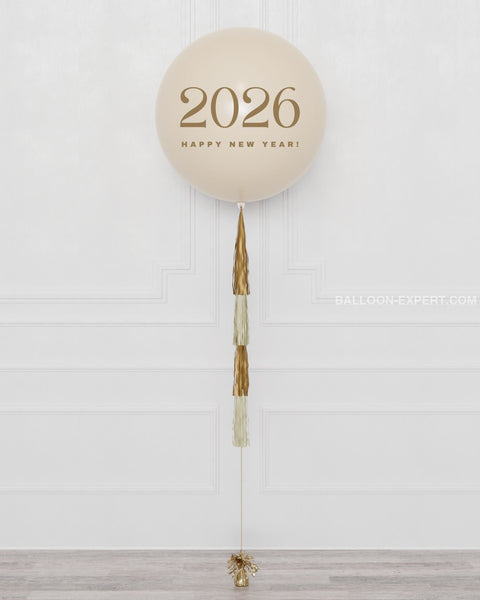 New Year's Eve Cashmere and Gold Jumbo Balloon with Tassels, 2026