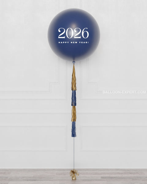 New Year's Eve Navy Blue and Gold - Jumbo Balloon with Tassels, 2026