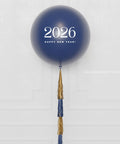 New Year's Eve Navy Blue and Gold - Jumbo Balloon with Tassels, close up, 2026