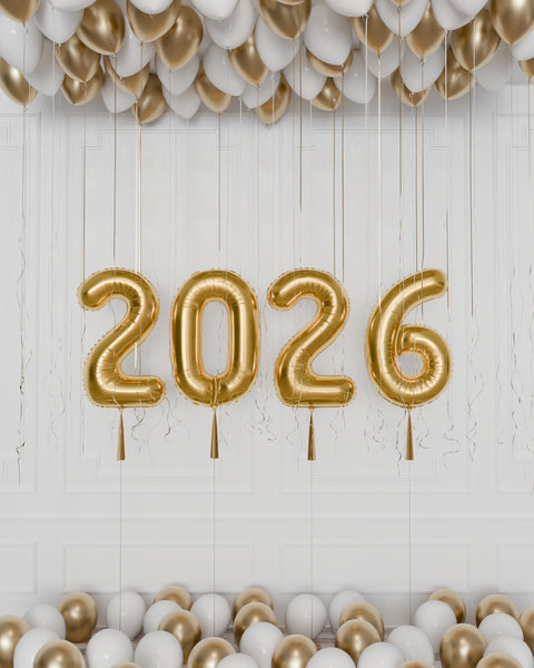 New Years Eve 2025 Balloon Package in White and Gold