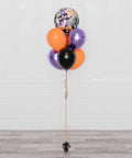 Orange, Black, Purple Happy Halloween Balloon Bouquet, 7 Balloons, helium Inflated