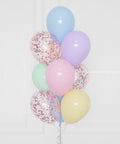 Pastel Rainbow - Confetti Balloon Bouquet, 10 Balloons, close up image, sold by Balloon Expert