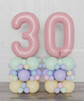 Pastel Rainbow Double Number Balloon Columns, inflated with air