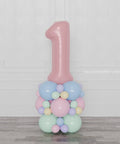 Pastel Rainbow Number Balloon Column, inflated with air