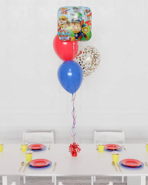 Paw Patrol Confetti Foil Balloon Bouquet, 4 Balloons, Helium Inflated