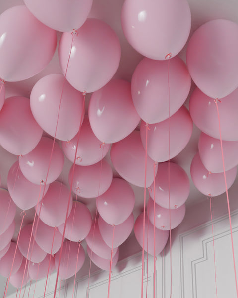 Pastel Pink Balloon Ceiling, helium inflated