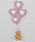 Pink Heart Foil Balloon Bouquet, 4 Balloons, helium inflated, sold by Balloon Expert