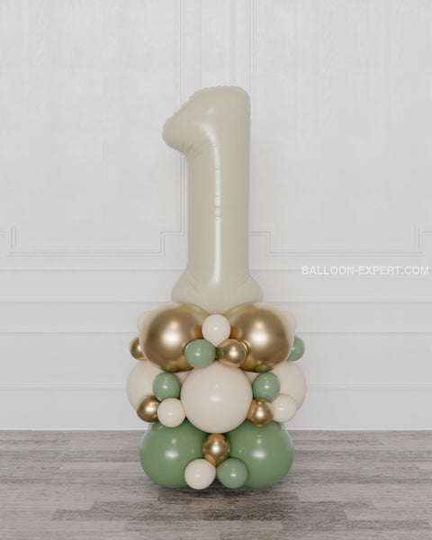 Sage Green Ivory And Gold - Number Balloon Column Columns