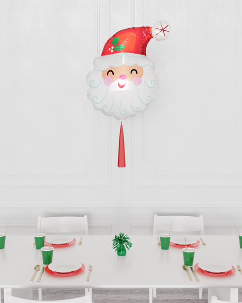 Santa Claus Supershape Balloon with Tassel, Inflated with helium