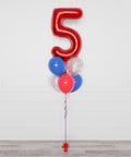 Spider-Man Number Confetti Balloon Bouquet, 7 Balloons, full image, sold by Balloon Expert