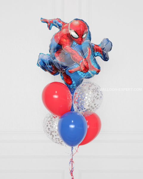 Spider-Man Supershape Confetti Balloon Bouquet, close up image, Balloon Expert