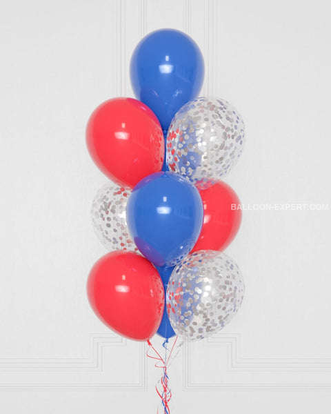 Spiderman Confetti Balloon Bouquet, 10 Balloons, Close Up Image