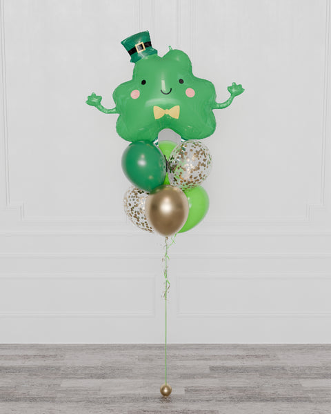 St. Patrick's Day Confetti Balloon Bouquet, 7 Balloons, Green and Gold