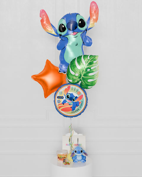 Stitch Foil Balloon Bouquet, 4 Balloons, inflated with helium