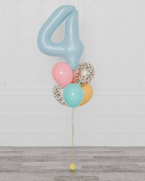 Stitch Number Confetti Balloon Bouquet, 7 Balloons