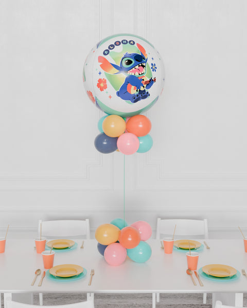 Stitch Orbz Balloon Centerpiece, helium inflated