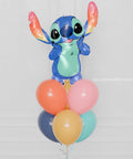 Stitch Supershape Balloon Bouquet, helium inflated, close-up image