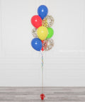 Super Mario Bros Confetti Balloon Bouquet, 10 Balloons, Full Image