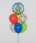 Super Mario Bros Foil Confetti Balloon Bouquet, 7 balloons, close up