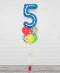 Super Marion Bros Number Confetti Balloon Bouquet, 7 Balloons, full image, sold by Balloon Expert
