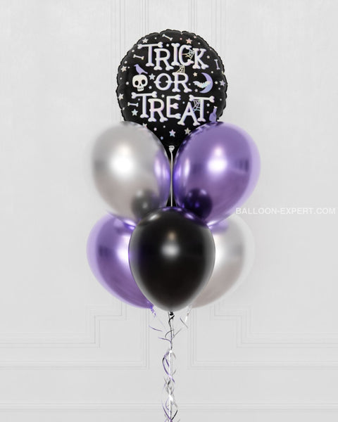 Trick or Treat Balloon Bouquet, 7 Balloons, close up image