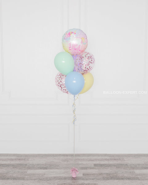 Unicorn Foil Confetti Balloon Bouquet, 7 balloons, full image, Balloon Expert