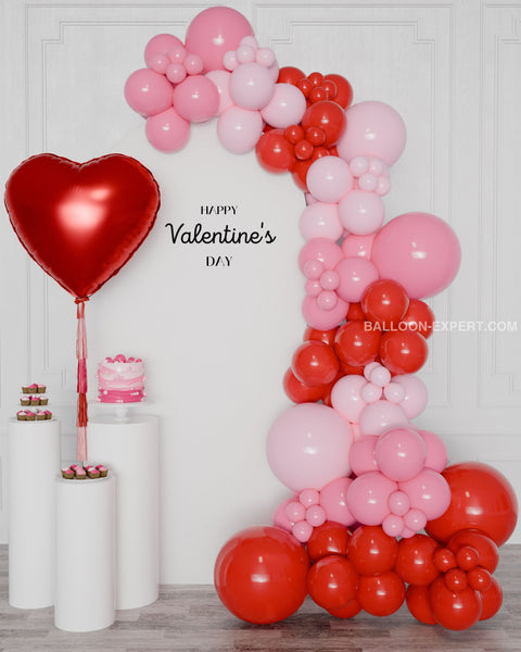 Valentine's Day Balloon Garland, 12 feet - Red and Pink, Air-Inflated, sold by Balloon Expert