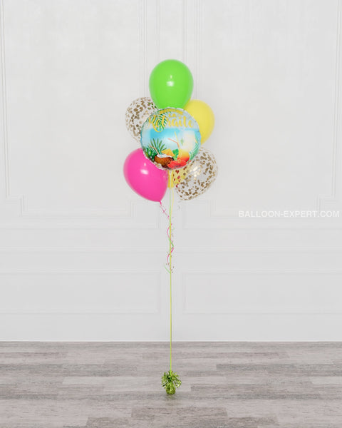 Vive la Retraite Confetti Balloon Bouquet, 7 Balloons, full image, sold by Balloon Expert