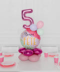 Watercolor Bonne Fête Quad Number Balloon Centerpiece, Air-Inflated