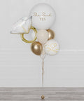 Wedding Custom Jumbo Balloon Bouquet, White and Gold, add a message