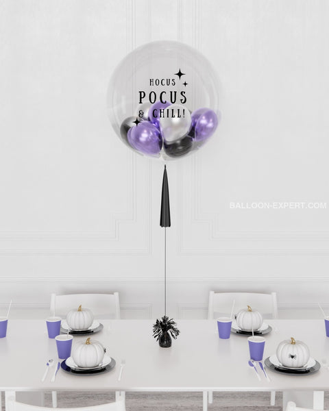 Wednesday Addams Custom Bubble Balloon Filled with Small Balloons, sold by Balloon Expert