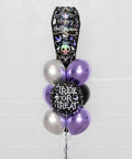 Wednesday Addams Halloween Balloon Bouquet, 10 Balloons, close up image