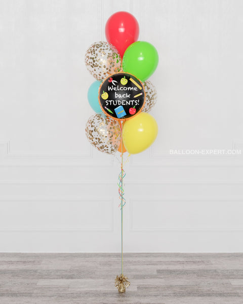 Welcome Back Student Foil Confetti Balloon Bouquet, 10 Balloons, sold by Balloon Expert
