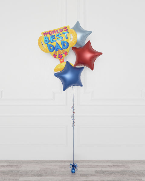 World's Best Dad Foil Balloon Bouquet, 4 Balloons, Full image