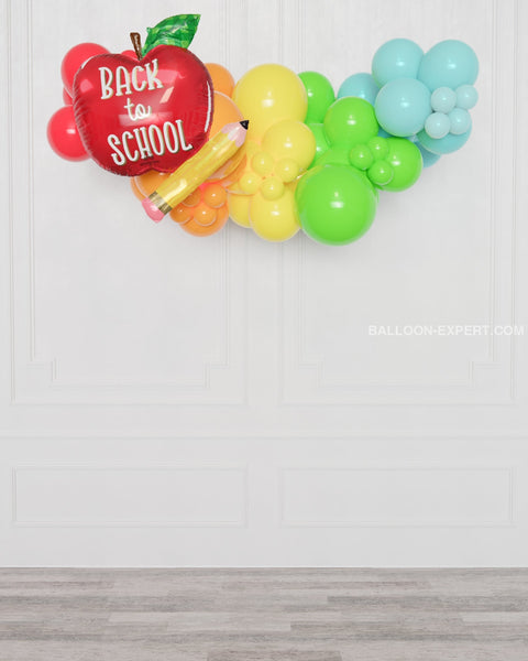 Back to School Balloon Garland, 6 feet, air inflated, sold by Balloon Expert