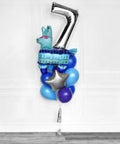 Fortnite Number Balloon Bouquet - Blue Purple And Silver Bouquets