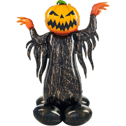 Halloween Pumpkin Head Ghost Air-Filled Standing Airloonz Foil Balloon, sold individually