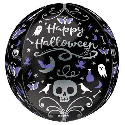 Moonlight Halloween Orbz Round Balloon, "Happy Halloween"