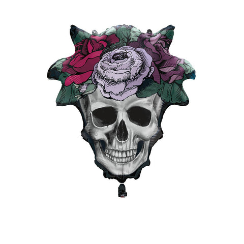 Floral Skull Supershape Foil Balloon, 21 Inches