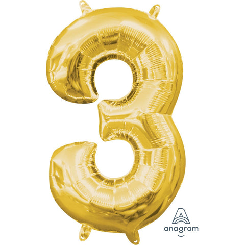Buy Balloons Gold Number 3 Foil Balloon, 16 Inches sold at Balloon Expert