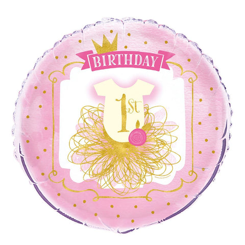 Buy Balloons Pink And Gold 1st Birthday Foil Balloon, 18 Inches sold at Balloon Expert