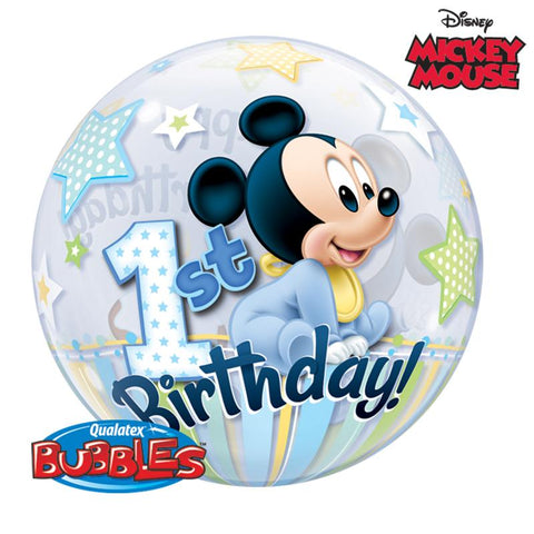 Buy Balloons Mickey Mouse 1st Birthday Bubble Balloon sold at Balloon Expert