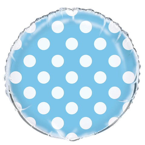 Buy Baby Shower Powder Blue Dots mylar foil balloon, 18 inches sold at Balloon Expert