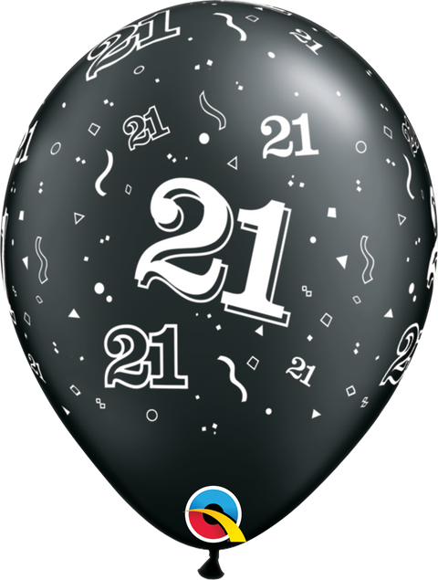 12" Black Latex Balloon - 21 Elegant Sparkles & Swirls, Helium Inflated from Balloon Expert