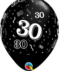12" Black Latex Balloon - 30 Elegant Sparkles & Swirls, Helium Inflated from Balloon Expert