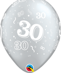 12" Silver Latex Balloon - 30 Elegant Sparkles & SwirlsHelium Inflated from Balloon Expert