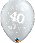 12" Silver Latex Balloon - 40 Elegant Sparkles & SwirlsHelium Inflated from Balloon Expert