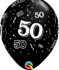 12" Black Latex Balloon - 50 Elegant Sparkles & Swirls, Helium Inflated from Balloon Expert
